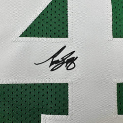 Framed Facsimile Autographed Bob Cousy 35x39 Boston Green Reprint Laser Auto Basketball Jersey (ONLINE ORDER ONLY)
