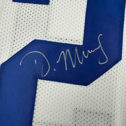 Framed Autographed/Signed DeMarco Murray 35x39 Dallas White Football Jersey JSA COA (ONLINE ORDER ONLY)