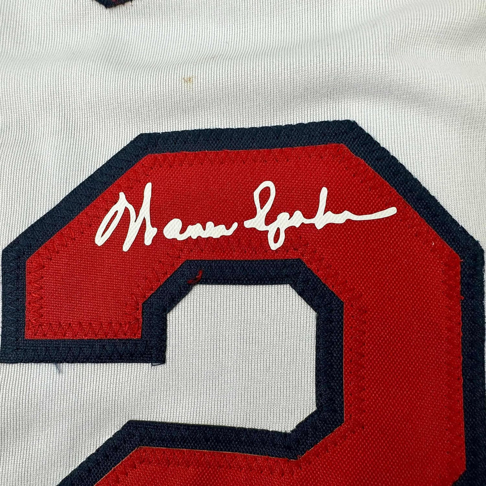 Framed Facsimile Autographed Warren Spahn 35x39 Atlanta White Reprint Laser Auto Baseball Jersey (ONLINE ORDER ONLY)