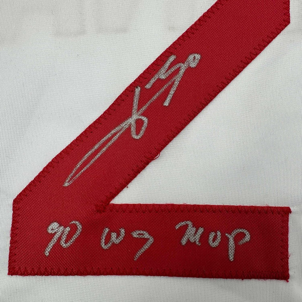 Framed Autographed/Signed Jose Rijo 35x39 90 WS MVP Cincinnati White Baseball Jersey Beckett BAS COA (ONLINE ORDER ONLY)