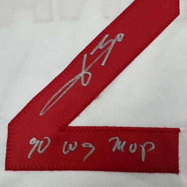 Framed Autographed/Signed Jose Rijo 35x39 90 WS MVP Cincinnati White Baseball Jersey Beckett BAS COA (ONLINE ORDER ONLY)