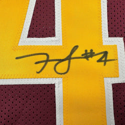 Framed Autographed/Signed Frankie Luvu 35x38 Washington Burgundy Football Jersey Beckett BAS COA (ONLINE ORDER ONLY)
