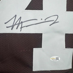 Framed Autographed/Signed Harold Fannin Jr. 35x39 Cleveland Football Brown Jersey JSA COA