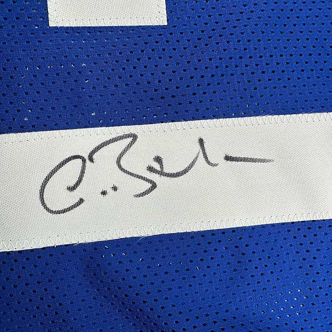 Framed Autographed/Signed Antoine Bethea 35x39 Indianapolis Blue Football Jersey JSA COA
