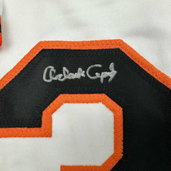 Framed Autographed/Signed Orlando Cepeda 35x39 San Francisco White Baseball Jersey Beckett BAS COA