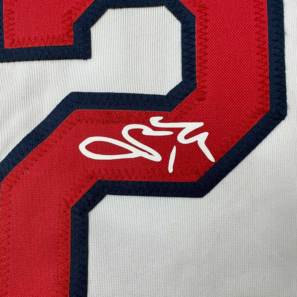 Framed Facsimile Autographed Scott Rolen 35x39 St. Louis White Reprint Laser Auto Baseball Jersey (ONLINE ORDER ONLY)