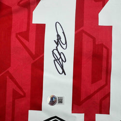 Framed Autographed/Signed Ryan Giggs 35x39 Manchester United Red Soccer Jersey Beckett BAS COA
