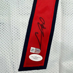 Framed Autographed/Signed Chris Bosh 35x39 Miami White Basketball Jersey JSA COA