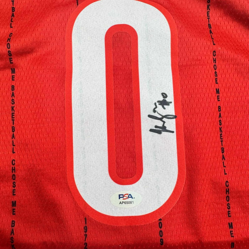 Framed Autographed/Signed Kelsey Mitchell 35x39 Indiana Red Basketball Jersey PSA COA (ONLINE ORDER ONLY)