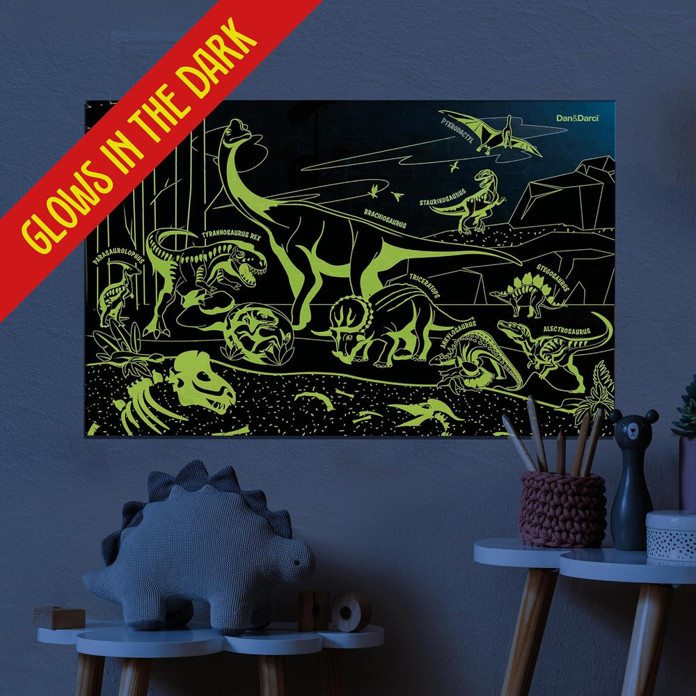 Glow in The Dark 100 Piece Dinosaur Puzzle for Kids by Surreal Brands (ONLINE ORDER ONLY)