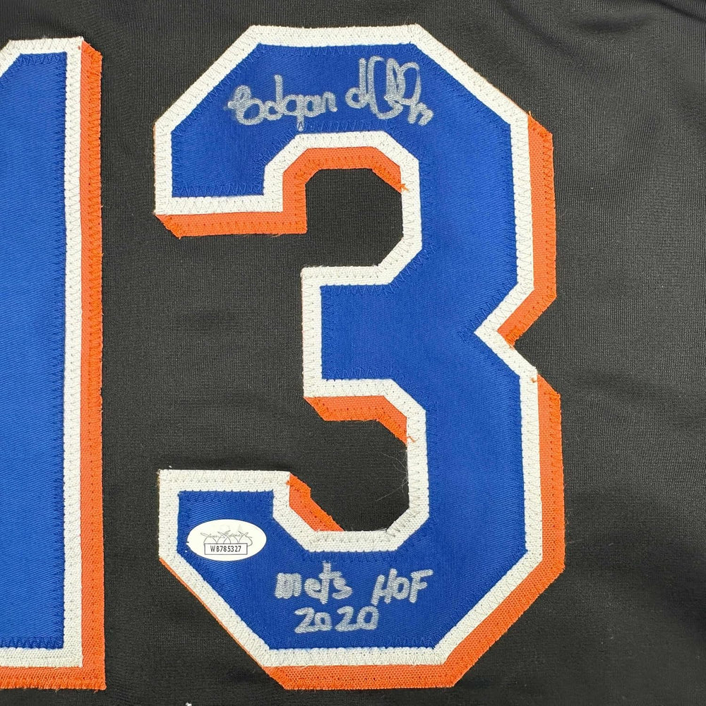 Framed Autographed/Signed Edgardo Alfonzo 35x39 New York Black Baseball Jersey JSA COA (ONLINE ORDER ONLY)