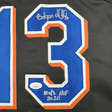 Framed Autographed/Signed Edgardo Alfonzo 35x39 New York Black Baseball Jersey JSA COA (ONLINE ORDER ONLY)
