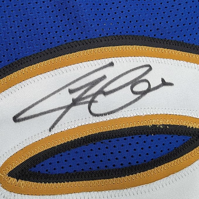 Framed Autographed/Signed Gilbert Arenas 35x39 Washington Blue Basketball Jersey Beckett BAS COA