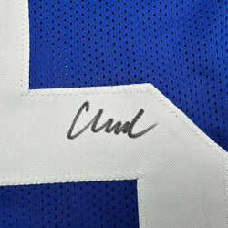 Framed Autographed/Signed Abdul Carter 35x39 New York Blue Football Jersey Beckett BAS COA