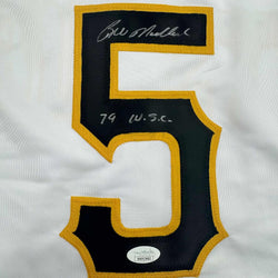 Framed Autographed/Signed Bill Madlock 35x39 Pittsburgh White Baseball Jersey JSA COA