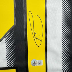 Framed Autographed/Signed Andrea Pirlo 35x39 Juventus White Soccer Jersey Beckett BAS COA