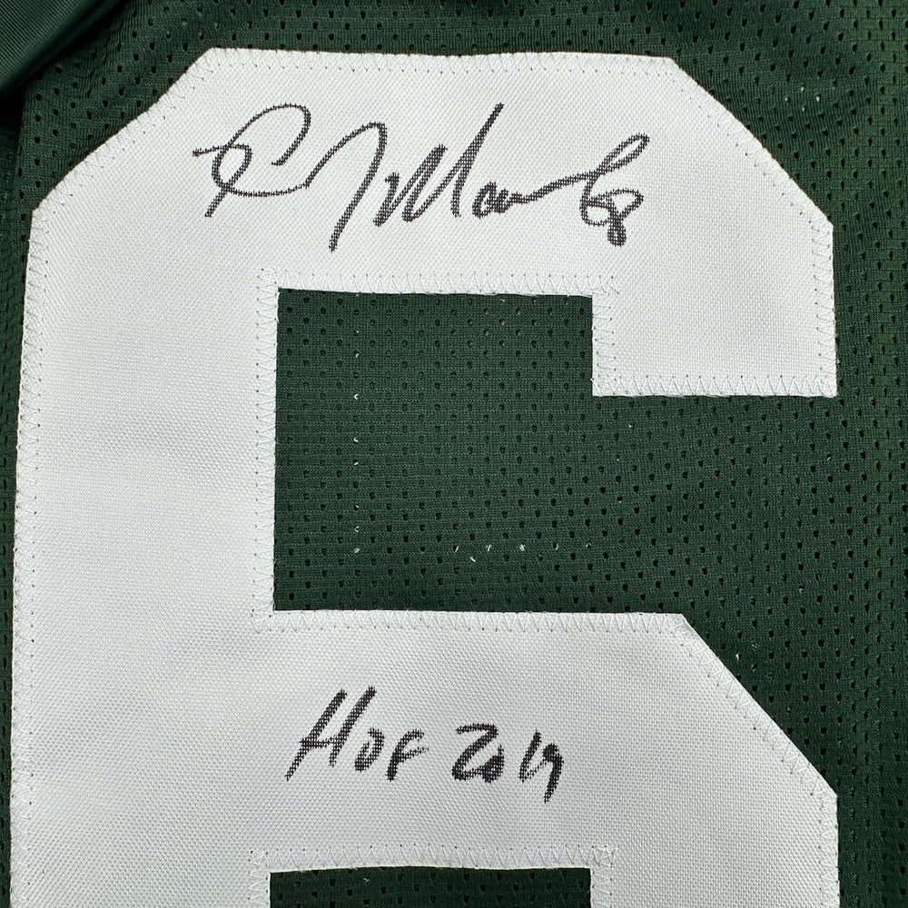 Framed Autographed/Signed Kevin Mawae 35x39 HOF 2019 New York Green Football Jersey Beckett BAS COA