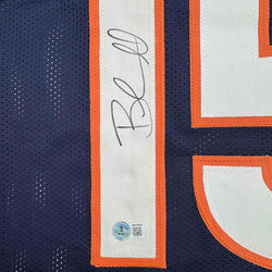 Framed Autographed/Signed Brandon Marshall 35x39 Denver Blue Football Jersey Beckett BAS COA