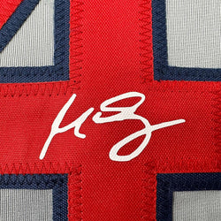 Framed Facsimile Autographed Manny Ramirez 35x39 Boston Grey Reprint Laser Auto Baseball Jersey (ONLINE ORDER ONLY)