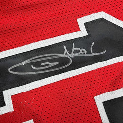 Framed Autographed/Signed Joakim Noah 35x39 Chicago Red Basketball Jersey Beckett BAS COA