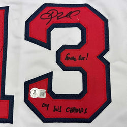 Framed Autographed/Signed Doug Mientkiewicz 35x39 Final Out! 04 WS Champs! Boston White Baseball Jersey Beckett BAS COA