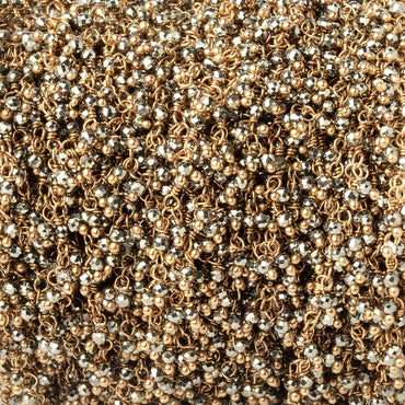 1.75mm Pyrite Micro Faceted Round Gold plated Dangling Chain (ONLINE ORDER ONLY)
