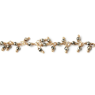 1.75mm Pyrite Micro Faceted Round Gold plated Dangling Chain (ONLINE ORDER ONLY)