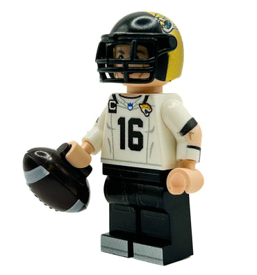 #16 QB Jax Football Player Minifig made using LEGO parts - B3 Customs (Online Order Only)