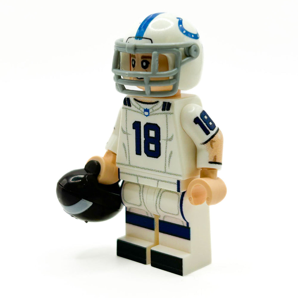 #18 QB Indy Football Player Minifig made using LEGO parts - B3 Customs (Online Order Only)