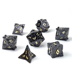 Solid Metal Paladin Class RPG Dice Set - Gunmetal w/ Gold (ONLINE ORDER ONLY)