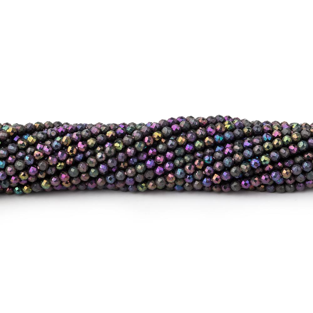 2mm Metallic Violet Black Spinel Micro Faceted Rounds 13 inch 183 beads (ONLINE ORDER ONLY)