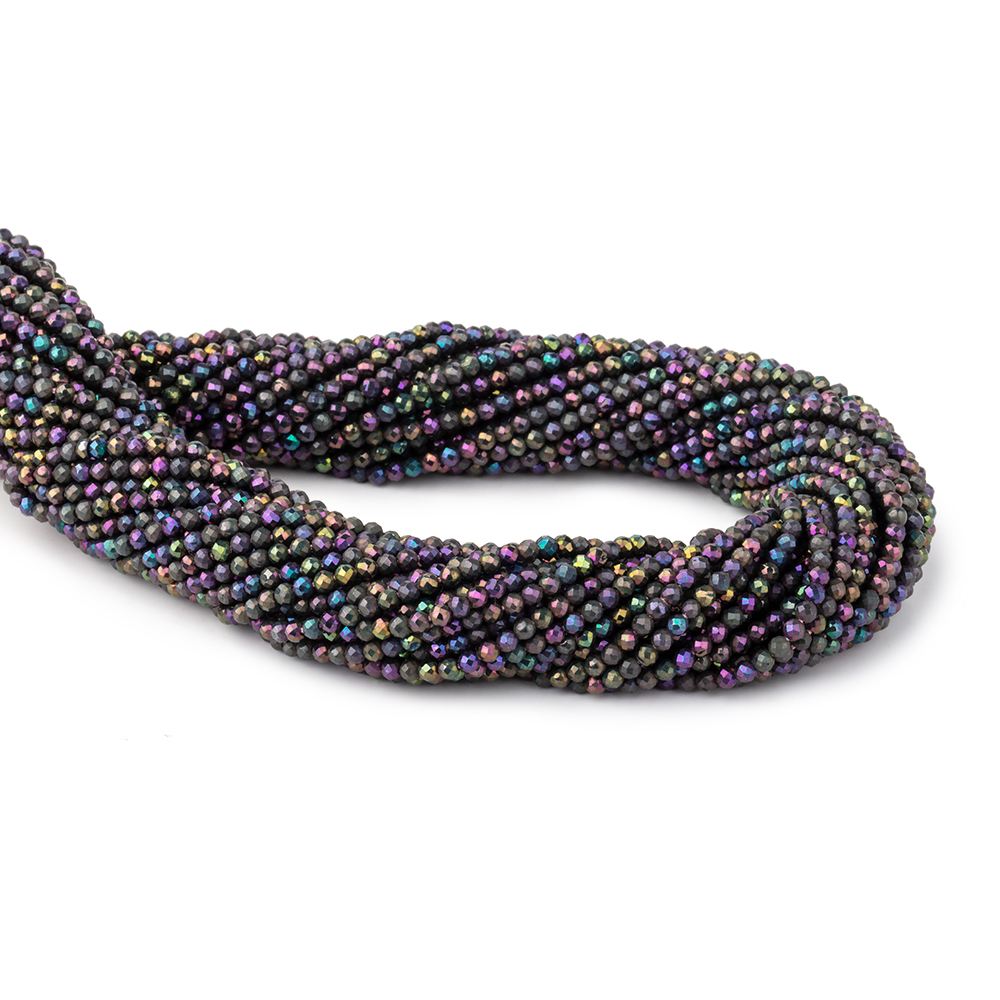 2mm Metallic Violet Black Spinel Micro Faceted Rounds 13 inch 183 beads (ONLINE ORDER ONLY)