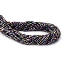 2mm Metallic Violet Black Spinel Micro Faceted Rounds 13 inch 183 beads (ONLINE ORDER ONLY)