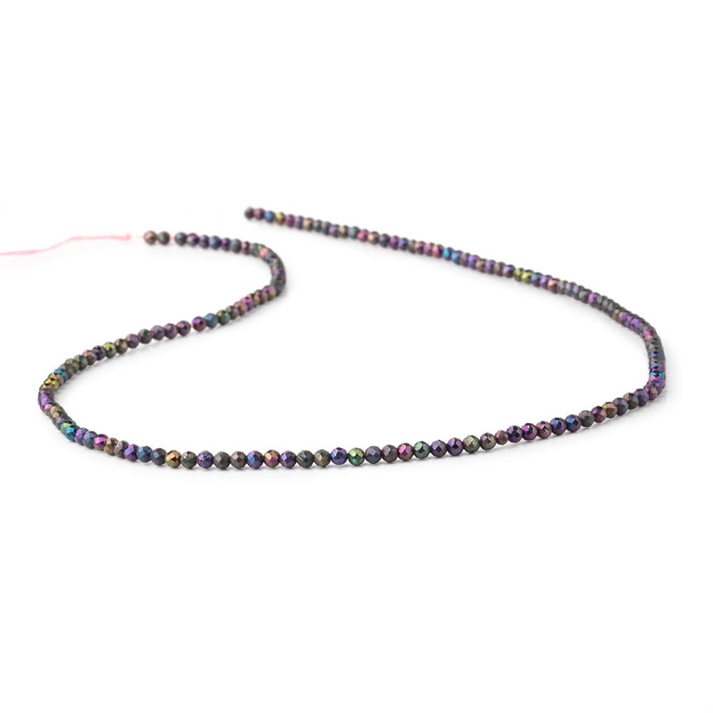 2mm Metallic Violet Black Spinel Micro Faceted Rounds 13 inch 183 beads (ONLINE ORDER ONLY)