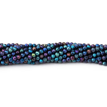 2mm Metallic Peacock Black Spinel Micro Faceted Rounds 13 inch 183 beads (ONLINE ORDER ONLY)