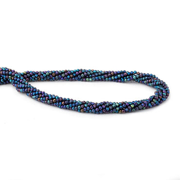 2mm Metallic Peacock Black Spinel Micro Faceted Rounds 13 inch 183 beads (ONLINE ORDER ONLY)