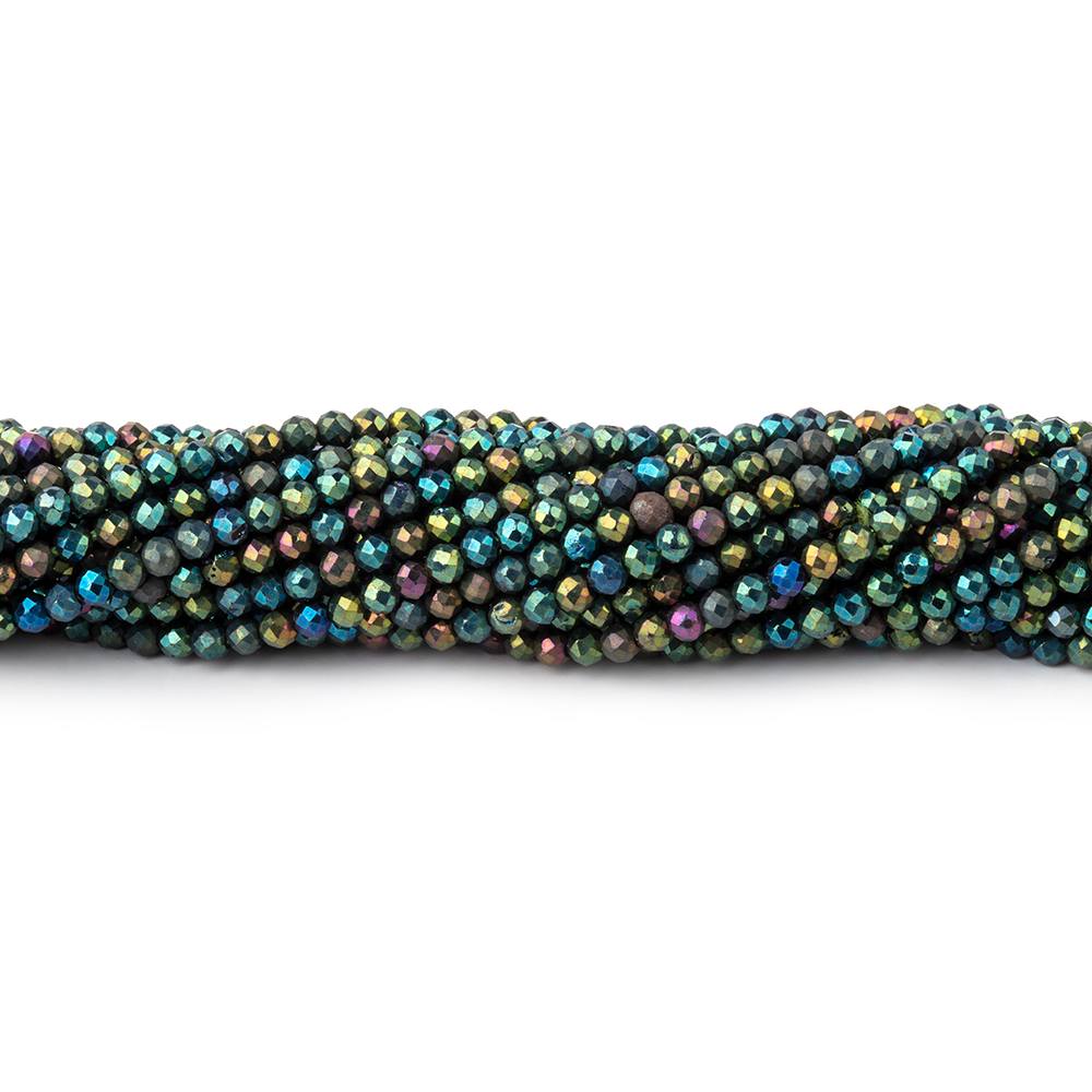 2mm Metallic Green Black Spinel Micro Faceted Rounds 13 inch 183 beads (ONLINE ORDER ONLY)