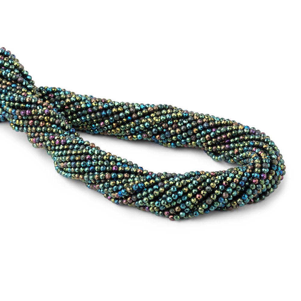 2mm Metallic Green Black Spinel Micro Faceted Rounds 13 inch 183 beads (ONLINE ORDER ONLY)