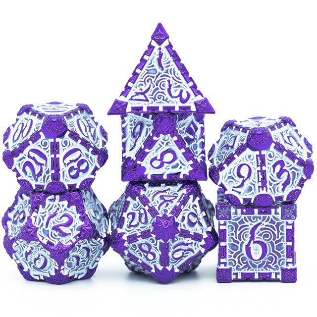 Purple and White Metal Dice（Dagger of Venom）7-Dice Udixi RPG (Online Only)