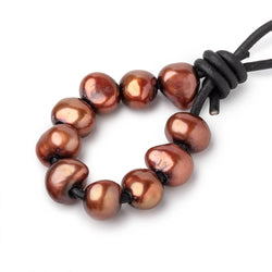 9.5-10.5mm Chestnut Brown Large Hole Baroque Pearls Set of 11 (ONLINE ORDER ONLY)