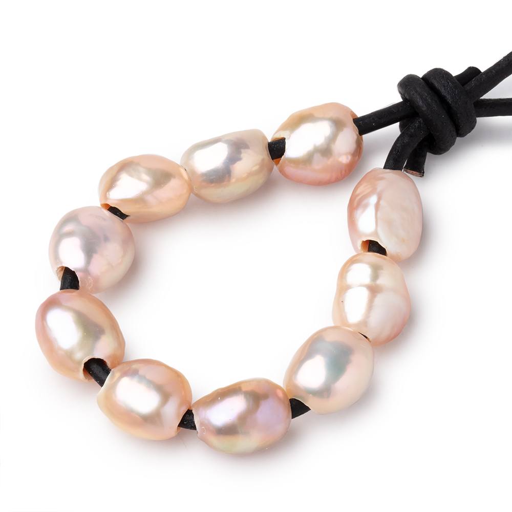9.5-10.5mm Iridescent Pink Large Hole Baroque Pearls Set of 10 (ONLINE ORDER ONLY)