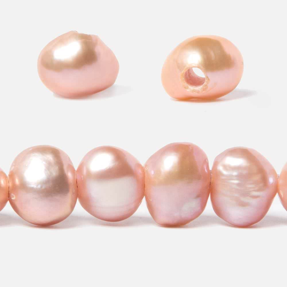 9.5-10.5mm Orangy Pink Baroque Side Drill 2.5mm large hole Pearl 48 pcs (ONLINE ORDER ONLY)
