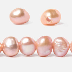 9.5-10.5mm Orangy Pink Baroque Side Drill 2.5mm large hole Pearl 48 pcs (ONLINE ORDER ONLY)