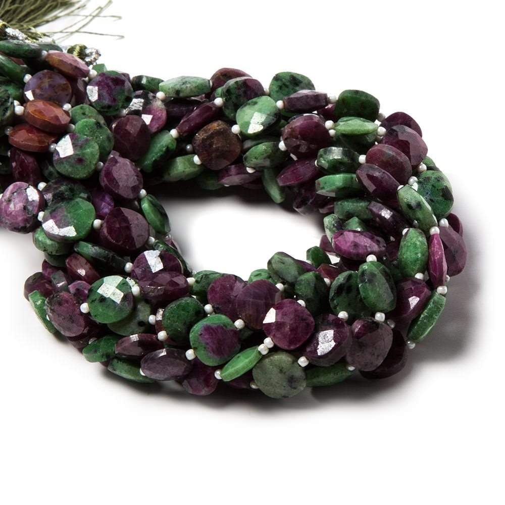 9.5-10.5mm Ruby in Zoisite faceted pillow beads 13.5 inch 29 pieces (ONLINE ORDER ONLY)