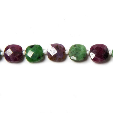 9.5-10.5mm Ruby in Zoisite faceted pillow beads 13.5 inch 29 pieces (ONLINE ORDER ONLY)