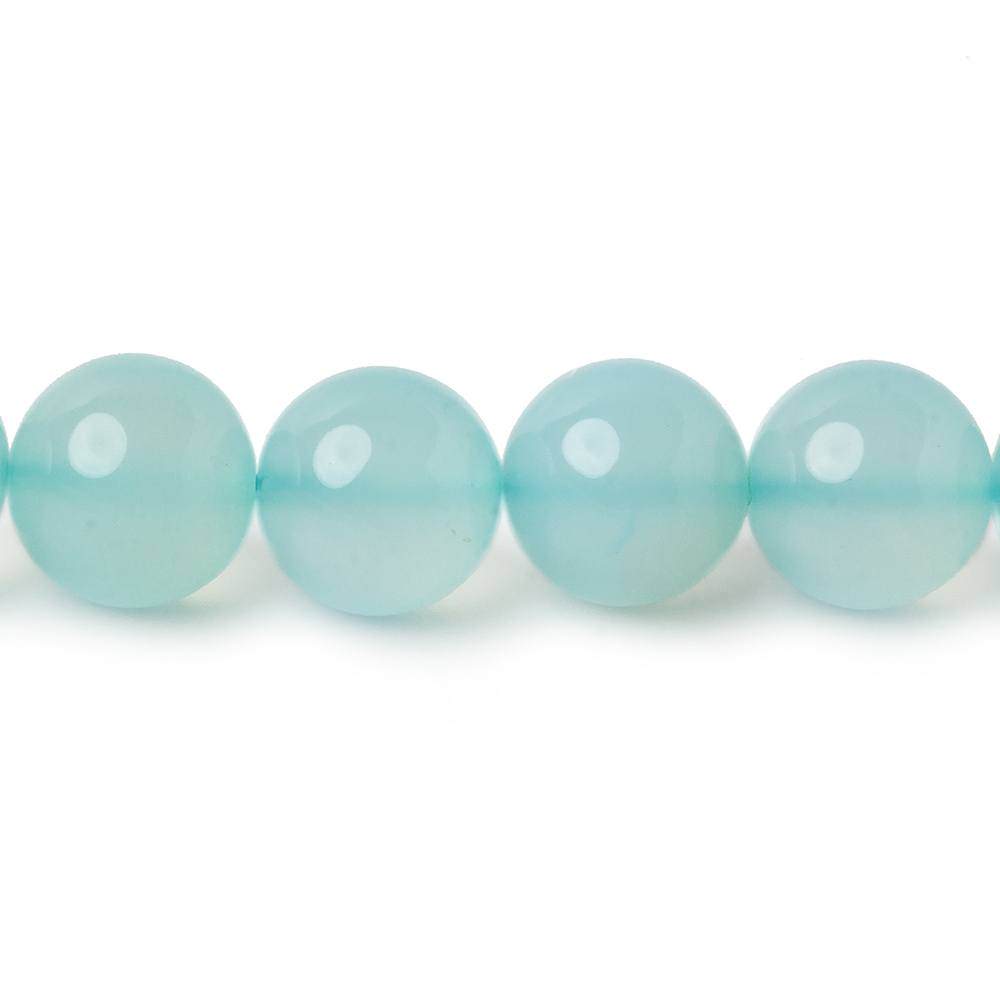 9.5-10mm Aqua blue Chalcedony Plain Round beads 12 inch 30 pieces A (ONLINE ORDER ONLY)
