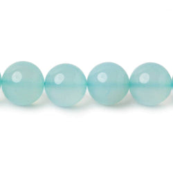 9.5-10mm Aqua blue Chalcedony Plain Round beads 12 inch 30 pieces A (ONLINE ORDER ONLY)