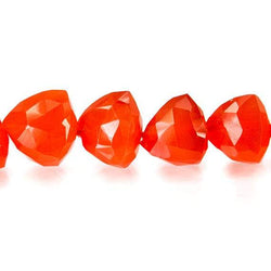 9.5-10mm Carnelian Faceted Trillion Beads AA Grade 8 inch 22 pieces (ONLINE ORDER ONLY)