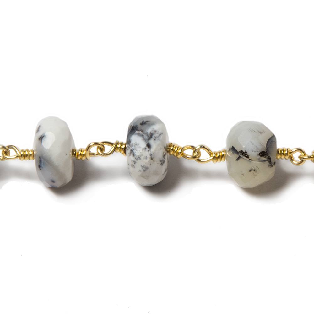 9.5-10mm Dendritic Opal faceted rondelle Gold plated Chain by the foot 23 pcs (ONLINE ORDER ONLY)