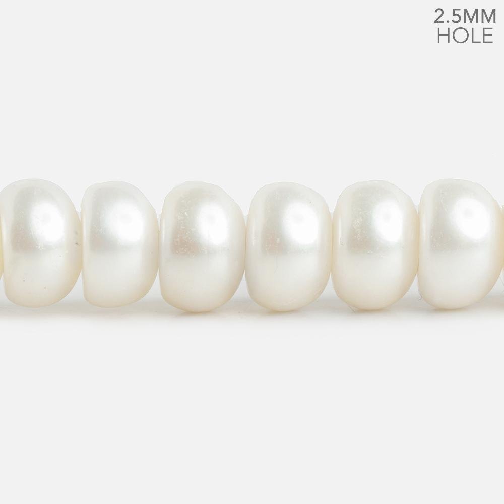 9.5-10mm Off White 2.5mm Large Hole Button Freshwater Pearls 30 pieces (ONLINE ORDER ONLY)